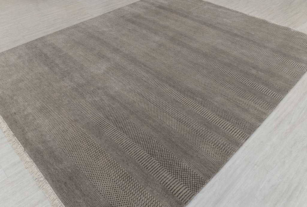 Luxury - Deco Grey Charcoal Wool & Bamboo Silk Hand Knotted Premium Carpet