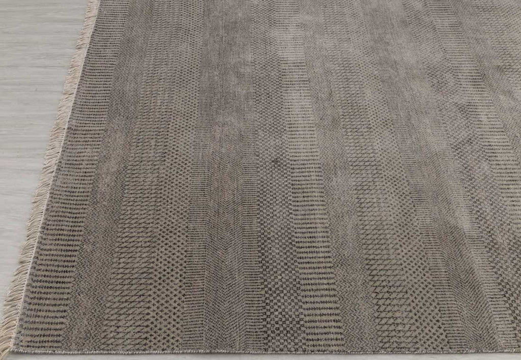 Luxury - Deco Grey Charcoal Wool & Bamboo Silk Hand Knotted Premium Carpet