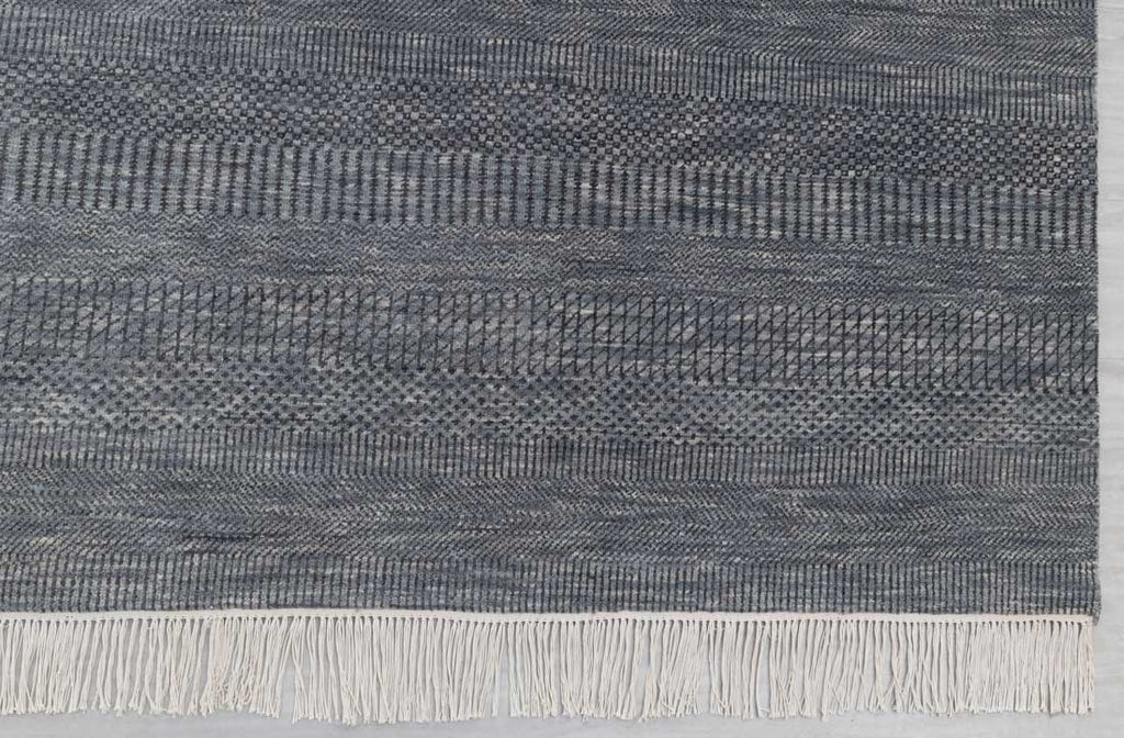 Luxury - Davos Grey Charcoal Wool & Bamboo Silk Hand Knotted Premium Carpet