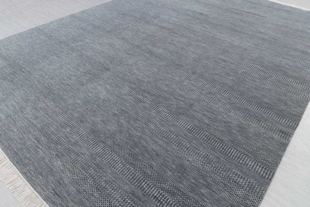 Luxury - Davos Grey Charcoal Wool & Bamboo Silk Hand Knotted Premium Carpet