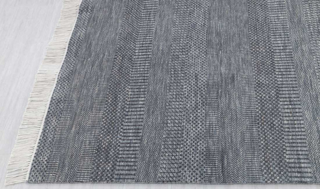 Luxury - Davos Grey Charcoal Wool & Bamboo Silk Hand Knotted Premium Carpet