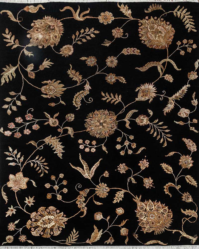 Luxury - Kasbah Black Wool & Silk Hand Knotted Premium Carpet