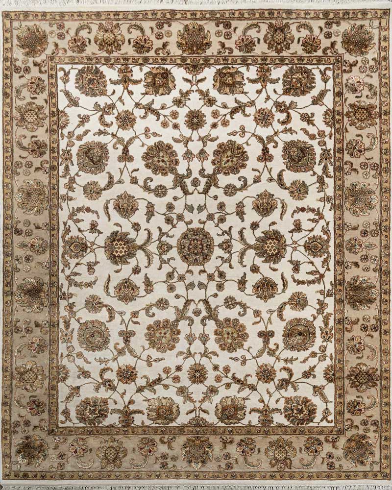 Luxury - Basis Ivory Sand Wool & Silk Hand Knotted Premium Carpet