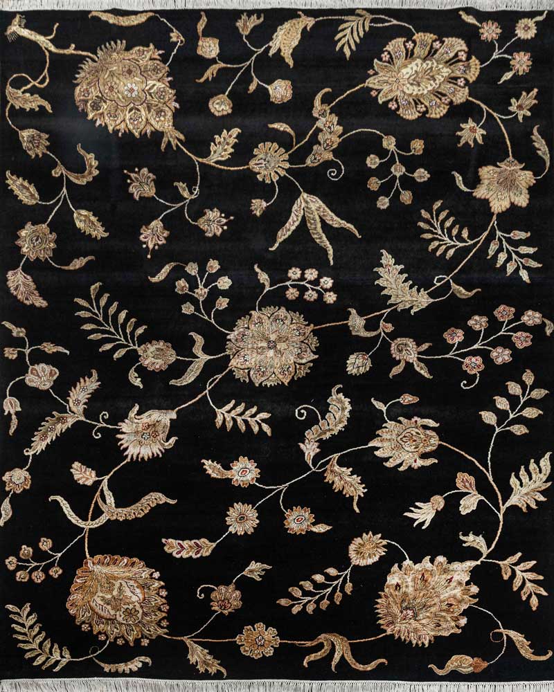 Luxury - Kasbah Black Wool & Silk Hand Knotted Premium Carpet