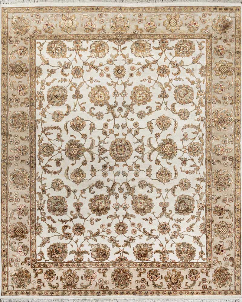 Luxury - Basis Ivory Sand Wool & Silk Hand Knotted Premium Carpet