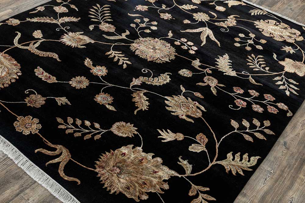 Luxury - Kasbah Black Wool & Silk Hand Knotted Premium Carpet