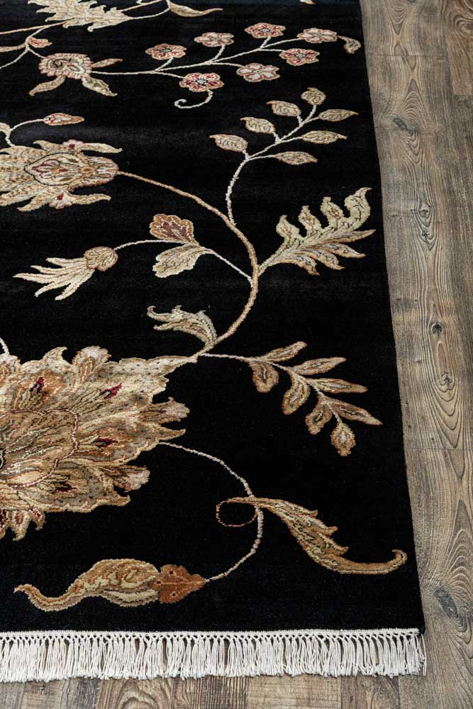 Luxury - Kasbah Black Wool & Silk Hand Knotted Premium Carpet