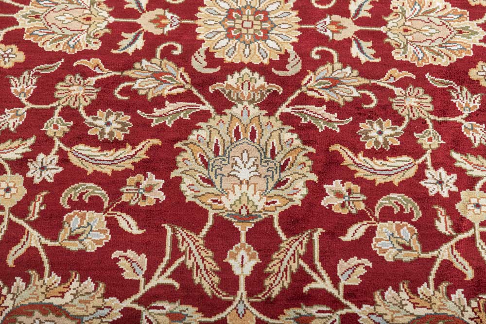 Luxury - Basis Red Ivory Wool & Silk Hand Knotted Premium Carpet
