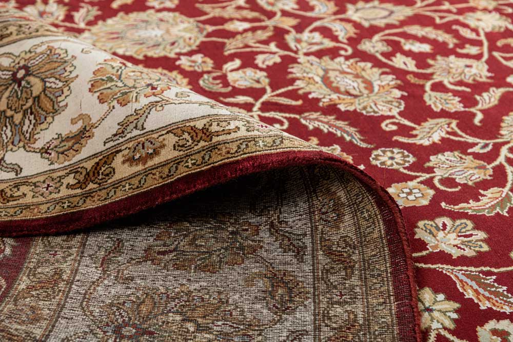 Luxury - Basis Red Ivory Wool & Silk Hand Knotted Premium Carpet