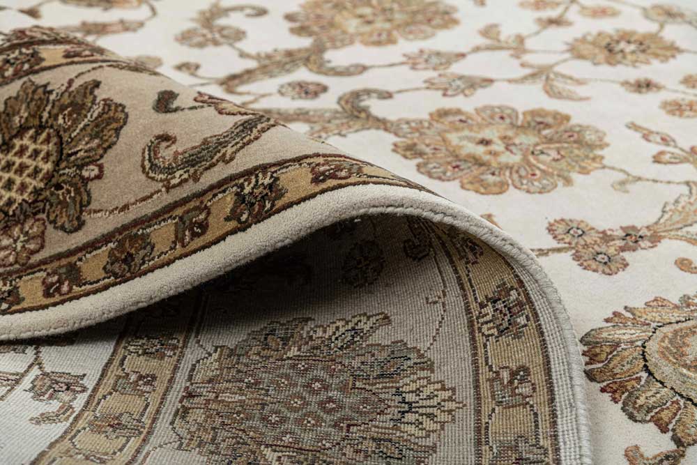 Luxury - Basis Ivory Sand Wool & Silk Hand Knotted Premium Carpet