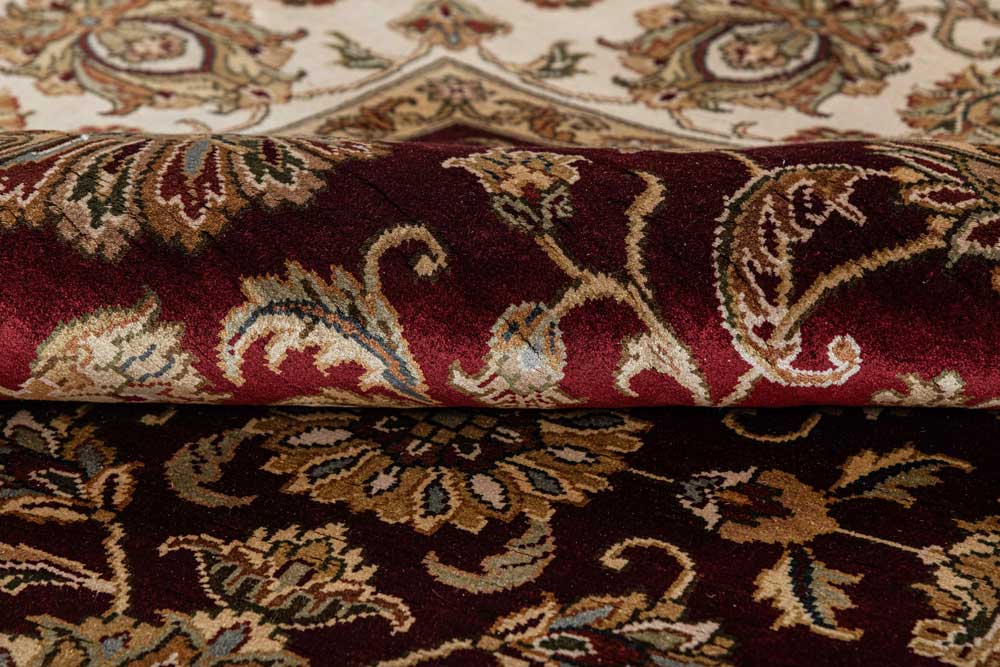 Luxury - Basis Red Ivory Wool & Silk Hand Knotted Premium Carpet