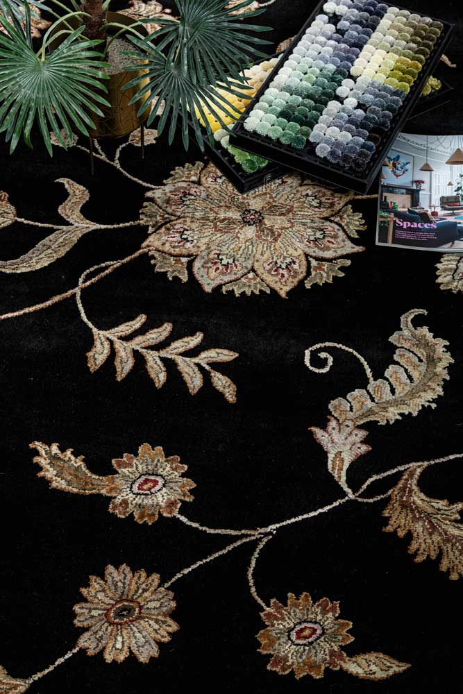 Luxury - Kasbah Black Wool & Silk Hand Knotted Premium Carpet