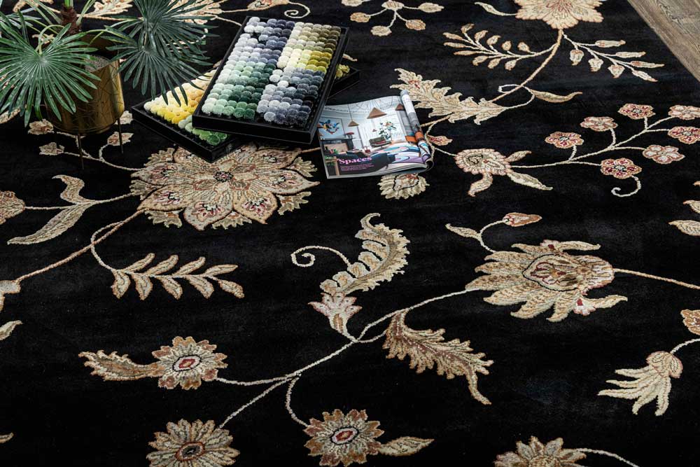 Luxury - Kasbah Black Wool & Silk Hand Knotted Premium Carpet