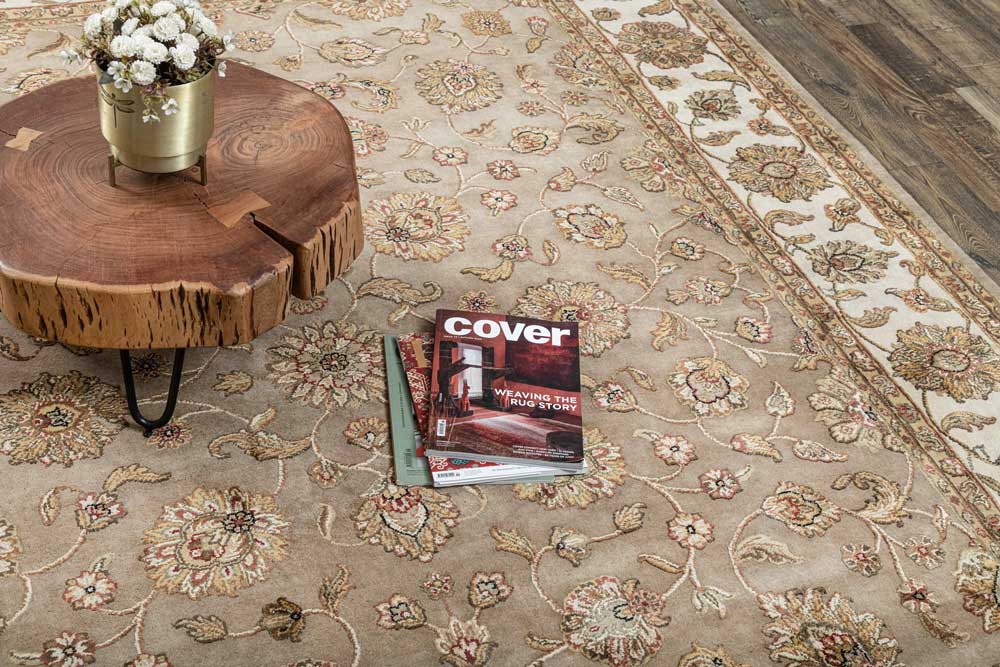 Luxury - Basis Sand Ivory Wool & Silk Hand Knotted Premium Carpet