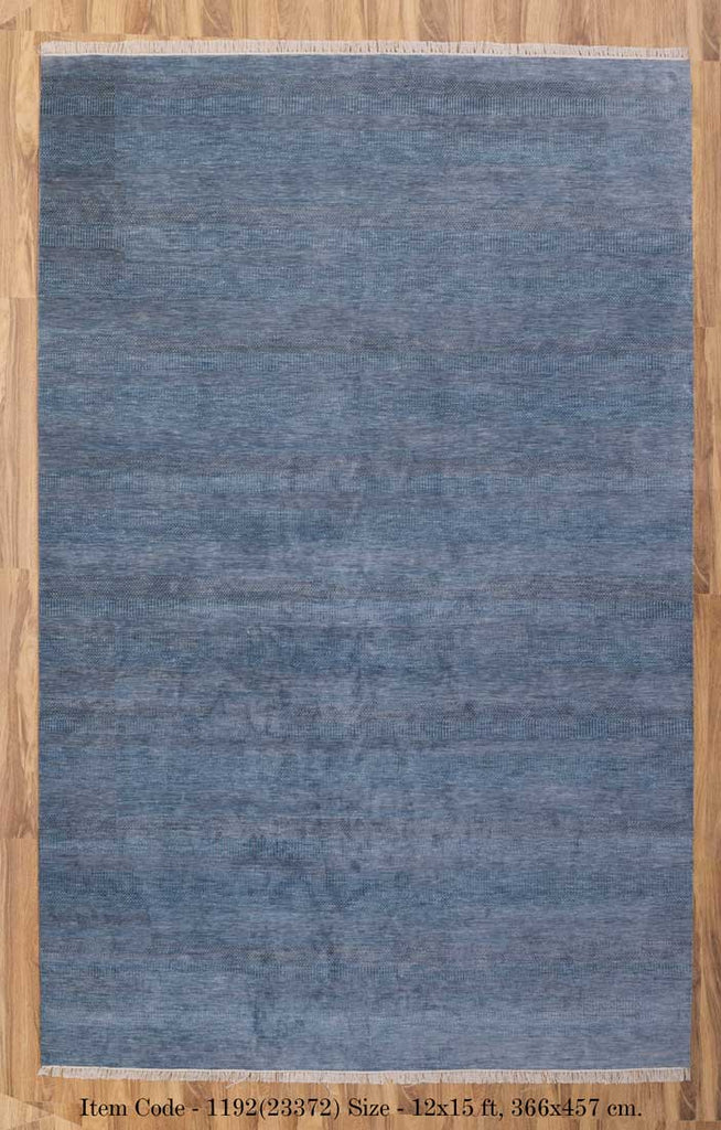 Luxury - Vintage Blue Grey Wool & Bamboo Silk Hand Knotted Premium Carpet