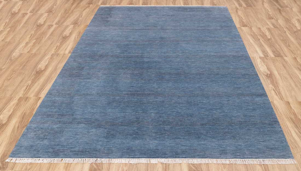 Luxury - Vintage Blue Grey Wool & Bamboo Silk Hand Knotted Premium Carpet