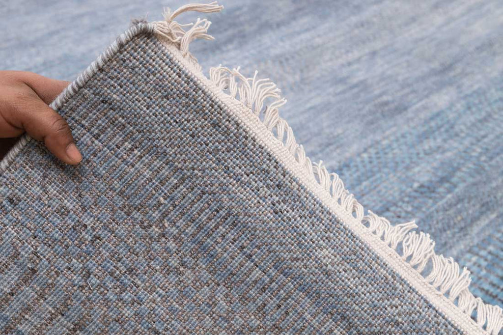 Luxury - Vintage Blue Grey Wool & Bamboo Silk Hand Knotted Premium Carpet