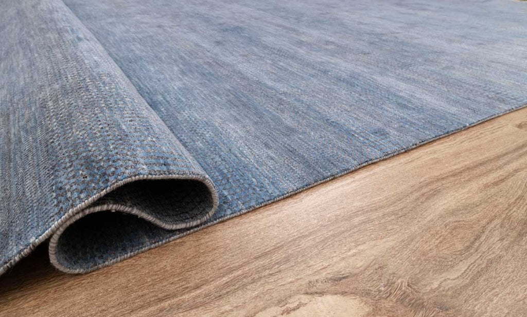 Luxury - Vintage Blue Grey Wool & Bamboo Silk Hand Knotted Premium Carpet