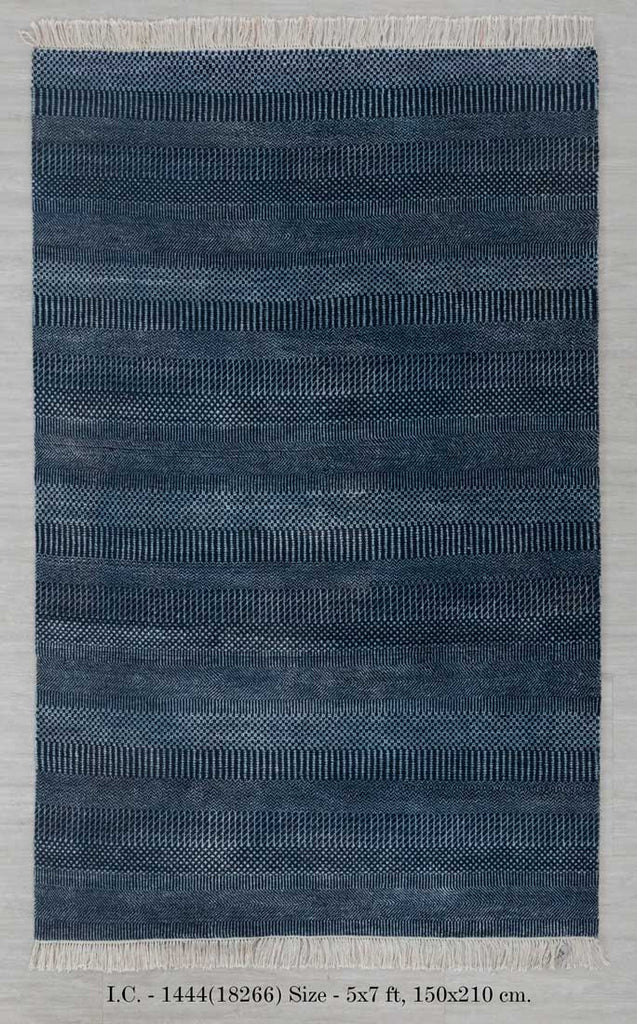 Luxury - Petra Grey Blue Wool & Bamboo Silk Hand Knotted Premium Carpet