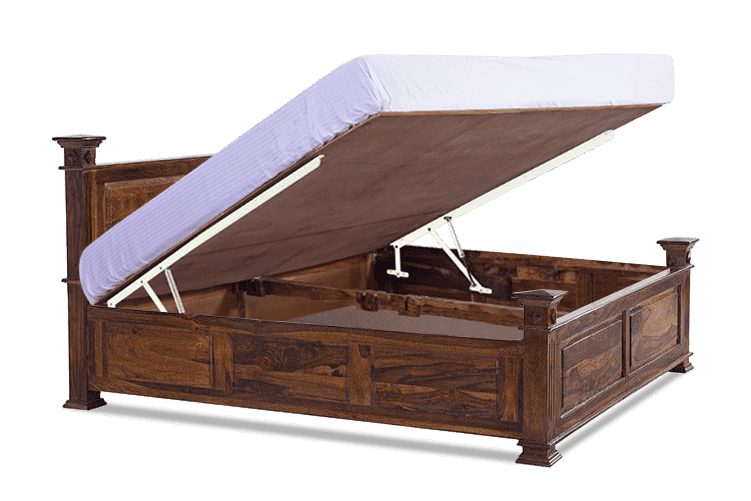 Buy Maharaja Bed with Hydraulic Storage Solid Wood Furniture Online