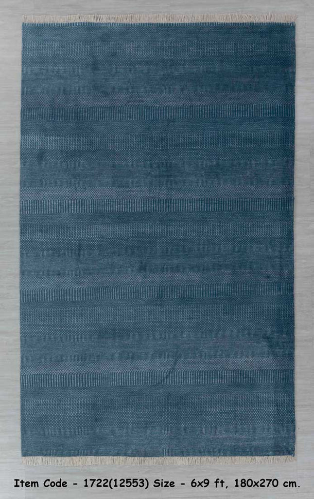 Luxury - Soho Blue Grey Wool & Bamboo Silk Hand Knotted Premium Carpet