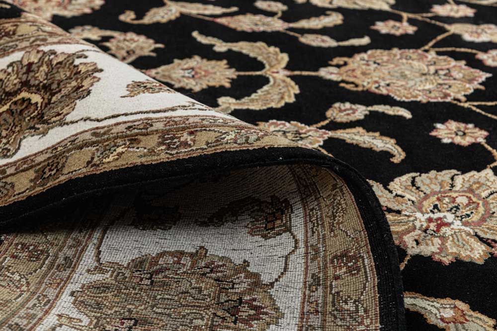 Luxury - Basis Black Ivory Wool & Silk Hand Knotted Premium Carpet