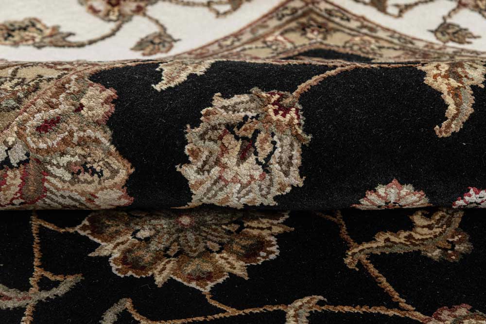 Luxury - Basis Black Ivory Wool & Silk Hand Knotted Premium Carpet