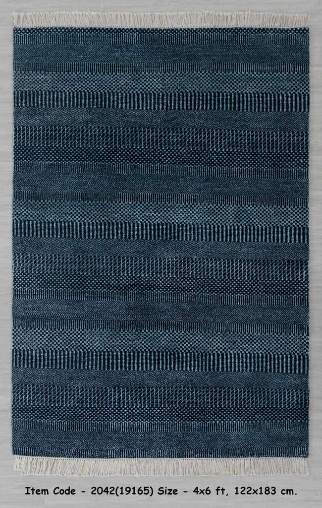 Luxury - Juniper Blue Wool & Bamboo Silk Hand Knotted Premium Carpet
