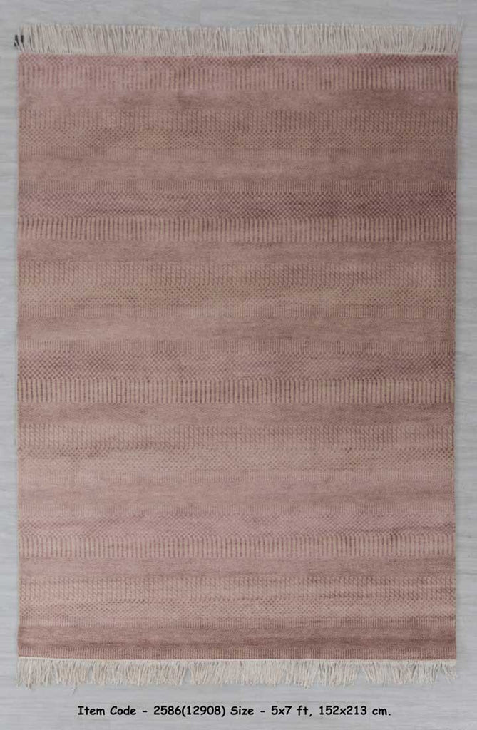 Luxury - Abstract Beige Pink Wool & Bamboo Silk Hand Knotted Premium Carpet