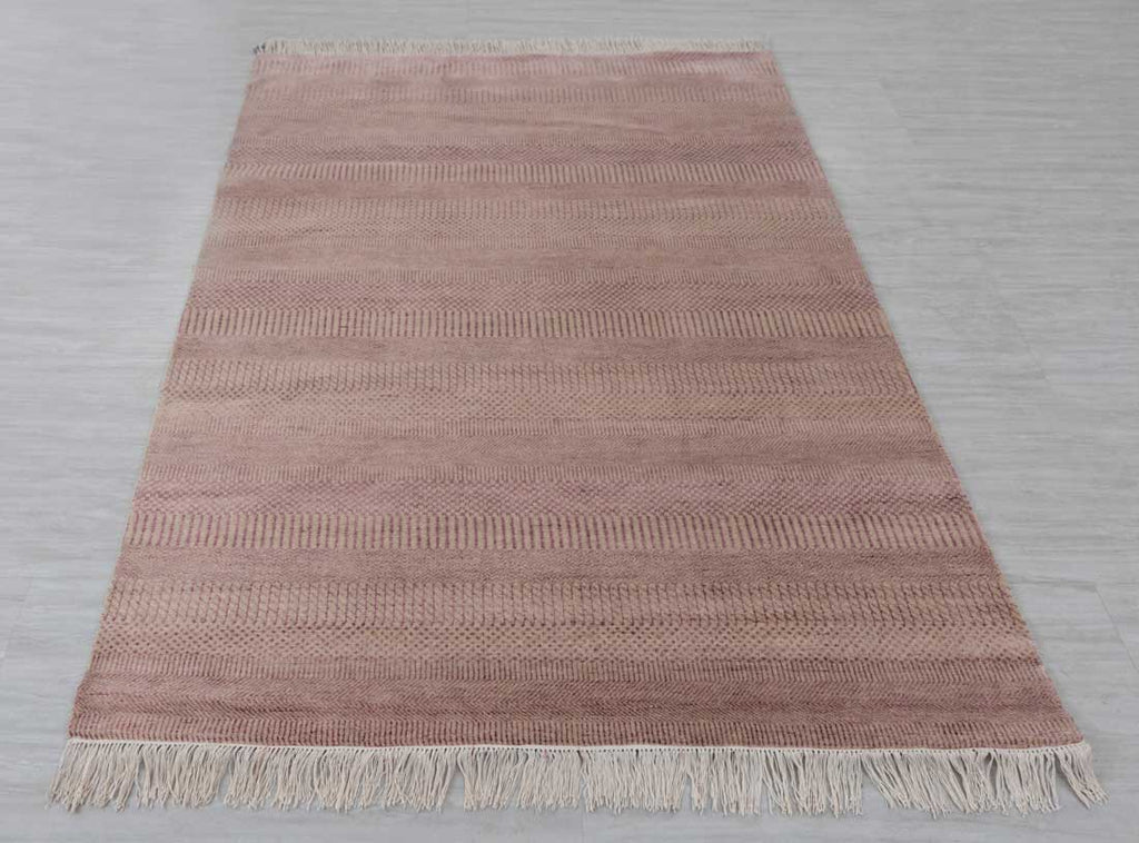 Luxury - Abstract Beige Pink Wool & Bamboo Silk Hand Knotted Premium Carpet