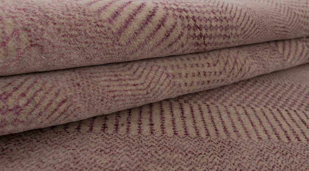 Luxury - Abstract Beige Pink Wool & Bamboo Silk Hand Knotted Premium Carpet