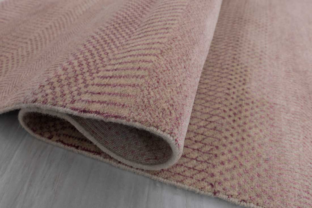 Luxury - Abstract Beige Pink Wool & Bamboo Silk Hand Knotted Premium Carpet