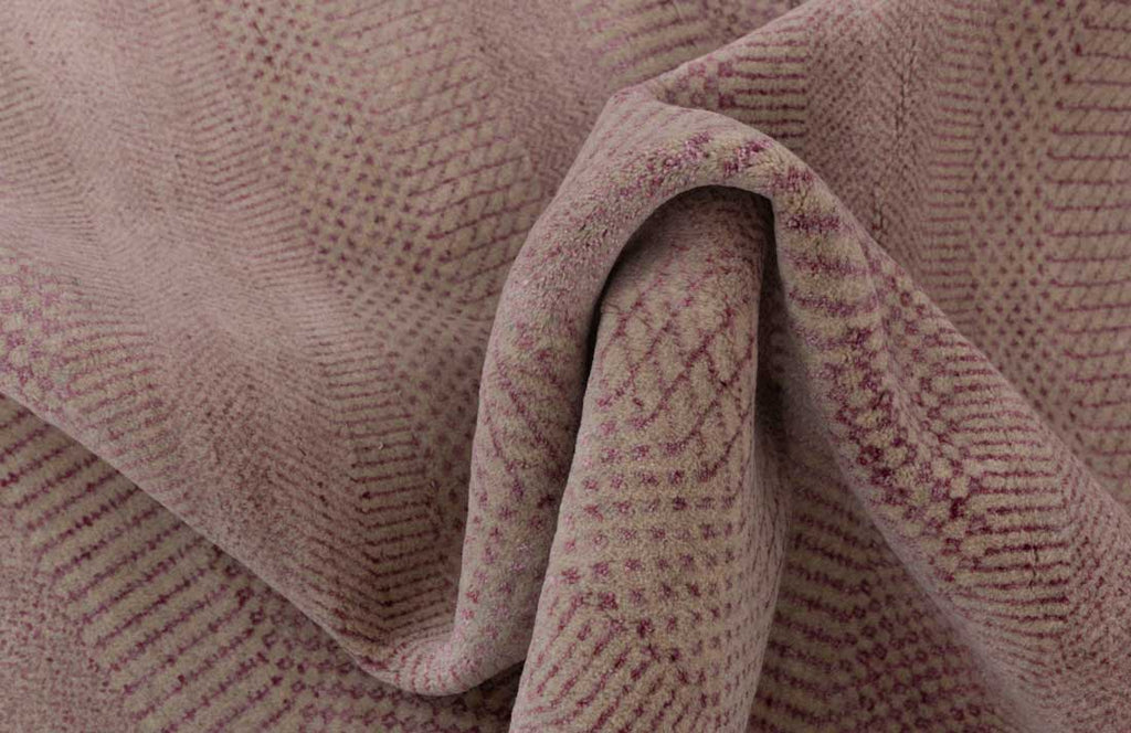 Luxury - Abstract Beige Pink Wool & Bamboo Silk Hand Knotted Premium Carpet