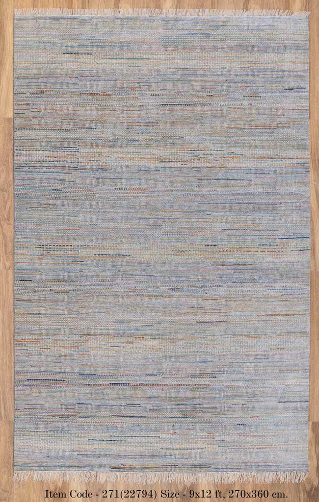 Luxury - Lake Grey Multi Wool & Bamboo Silk Hand Knotted Premium Carpet