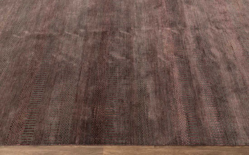 Luxury - Grassland Grey Maroon Wool & Bamboo Silk Hand Knotted Premium Carpet