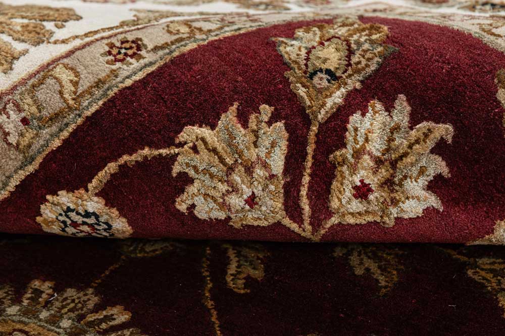 Luxury - Basis Red Ivory Wool & Silk Hand Knotted Premium Carpet