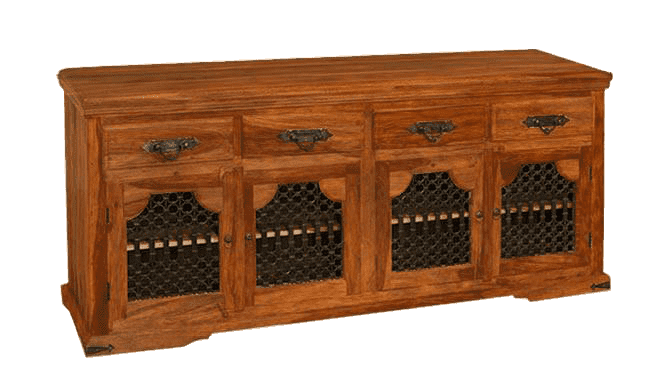 Solid Wood Jali Large Sideboard Honey