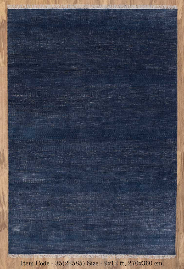 Luxury - Fennel Blue Gold Wool & Bamboo Silk Hand Knotted Premium Carpet