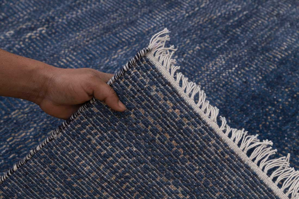 Luxury - Fennel Blue Gold Wool & Bamboo Silk Hand Knotted Premium Carpet