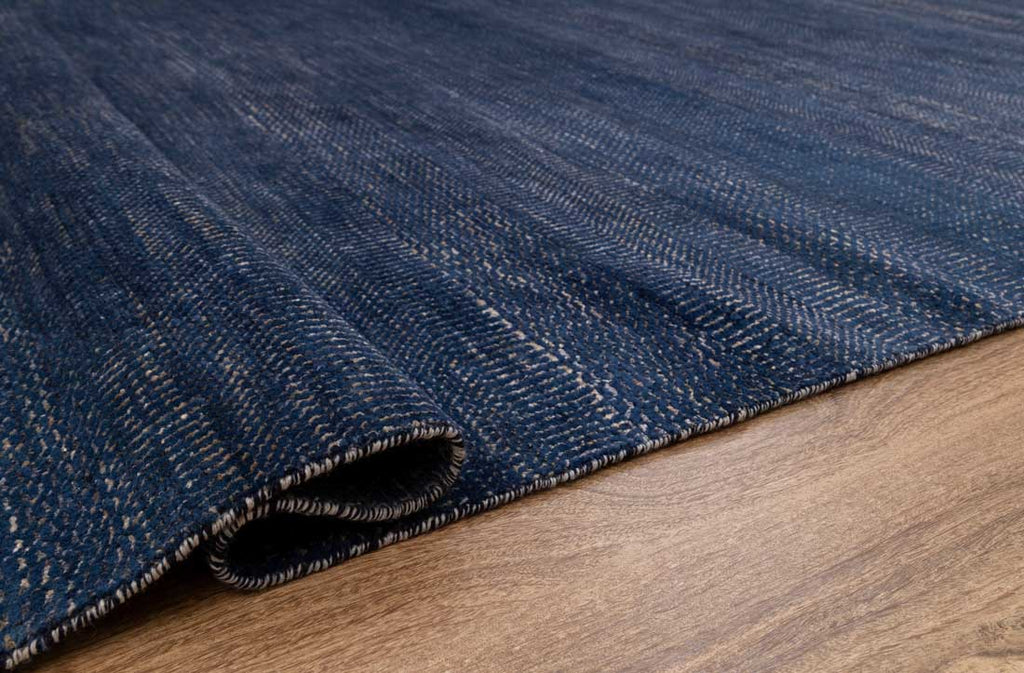 Luxury - Fennel Blue Gold Wool & Bamboo Silk Hand Knotted Premium Carpet