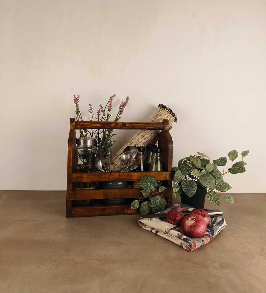 ADORA Wooden Bottle & Cutlery Holder