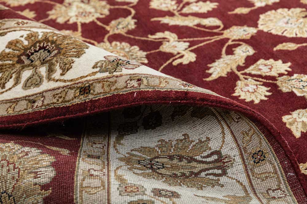 Luxury - Basis Red Ivory Wool & Silk Hand Knotted Premium Carpet