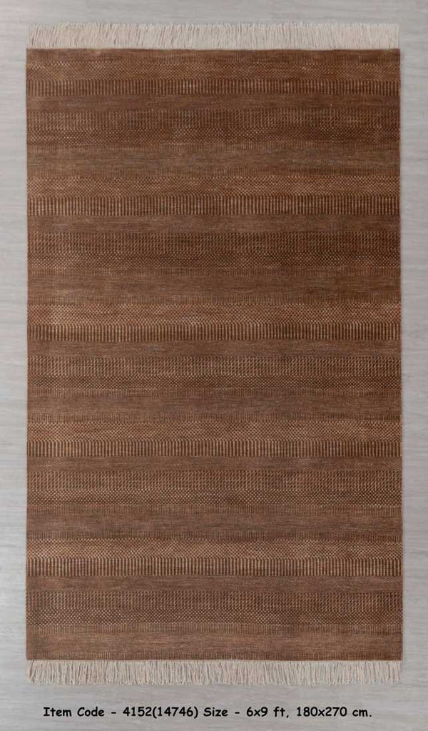 Luxury - Elmore Brown Rust Wool & Bamboo Silk Hand Knotted Premium Carpet