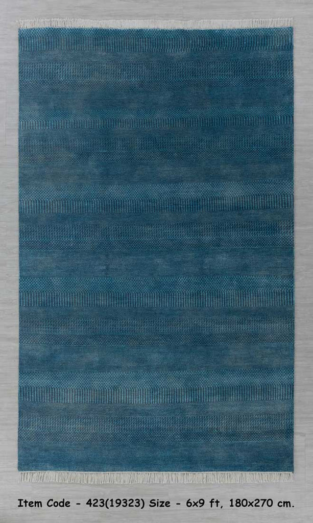 Luxury - Crissy Blue Grey Wool & Bamboo Silk Hand Knotted Premium Carpet