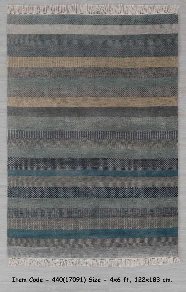 Luxury - Oregon Blue Grey Camel Wool & Bamboo Silk Hand Knotted Premium Carpet