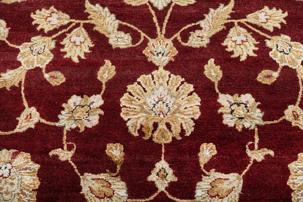 Luxury - Basis Red Ivory Wool & Silk Hand Knotted Premium Carpet