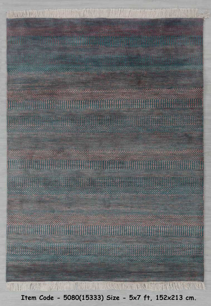 Luxury - Melrose Grey Blue Pink Wool & Bamboo Silk Hand Knotted Premium Carpet