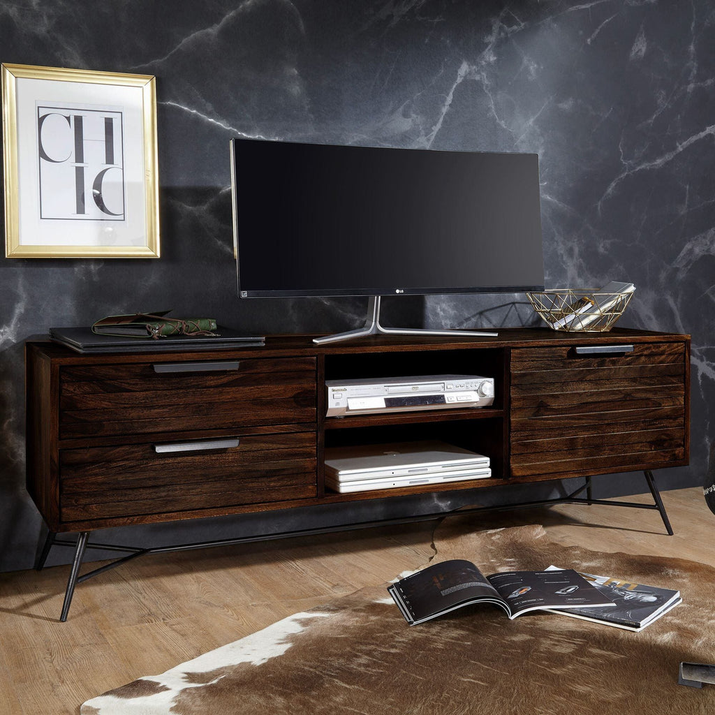 Solid Wood INDIANA Lass Tv Unit Walnut