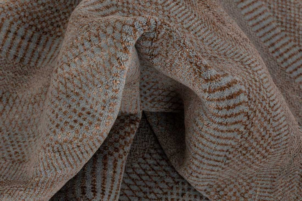 Luxury - Bayberry Brown Grey Wool & Bamboo Silk Hand Knotted Premium Carpet