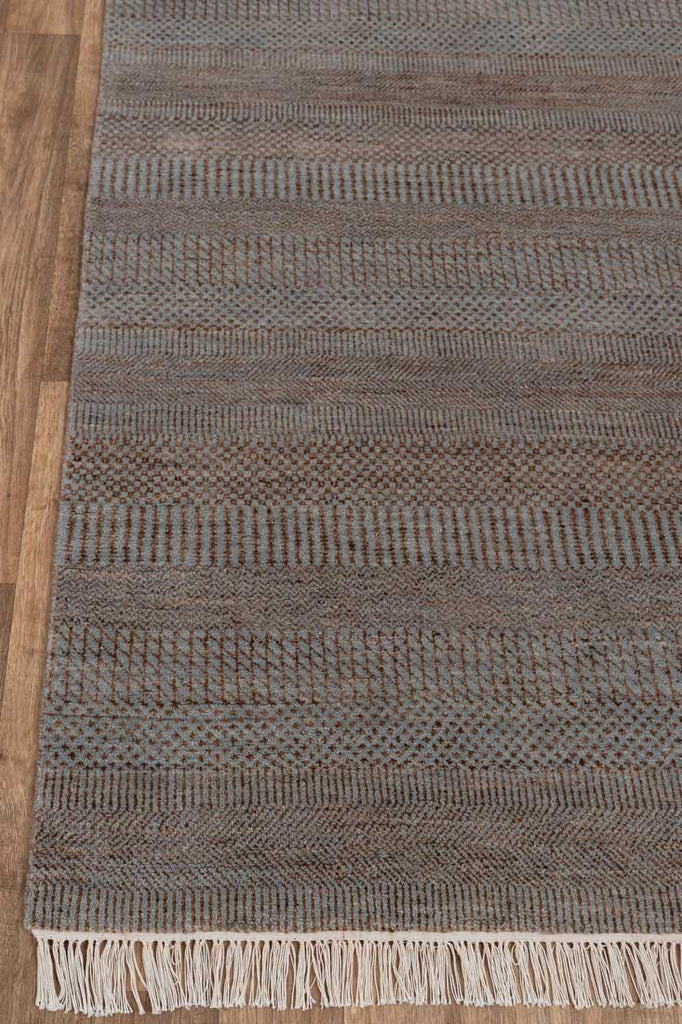 Luxury - Bayberry Brown Grey Wool & Bamboo Silk Hand Knotted Premium Carpet